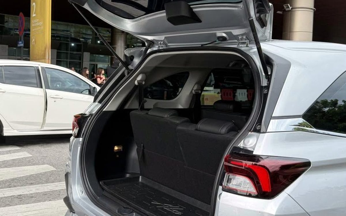 Boot of a Perodua Alza with the tailgate open